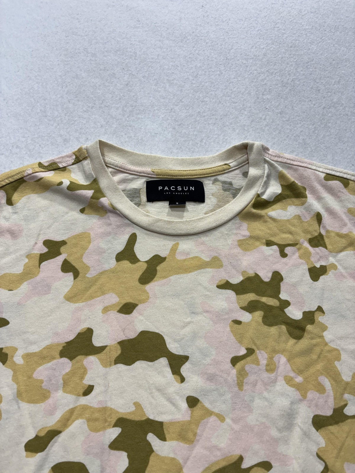 PacSun Shirt Mens Small Multicolor Camo Print Crew Neck Tee Casual Jersey Basic