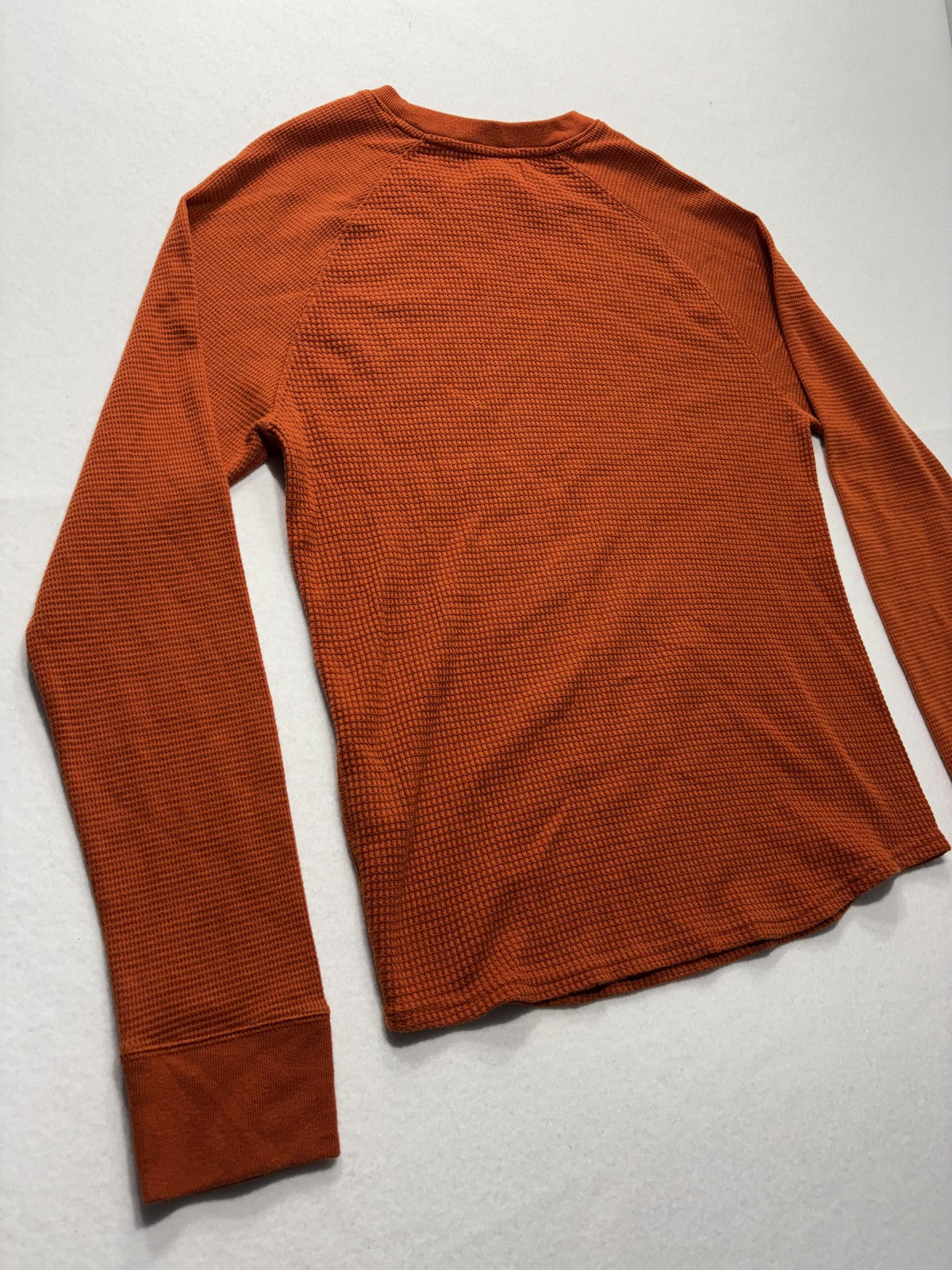 Banana Republic Shirt Mens Medium Orange Thermal Waffle Knit Long Sleeve Tee