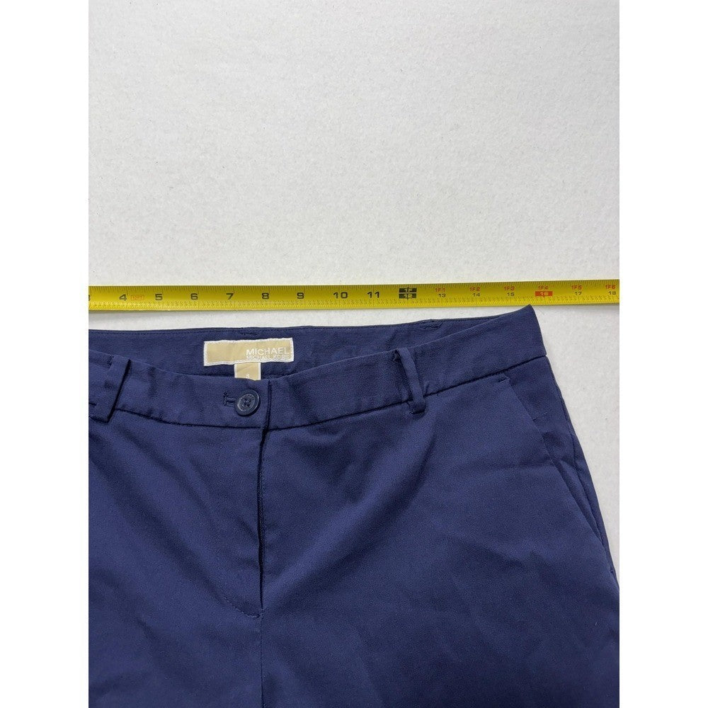 MICHAEL Michael Kors Dress Pants Womens 8 Blue Twill Slim Stretch Flat Front