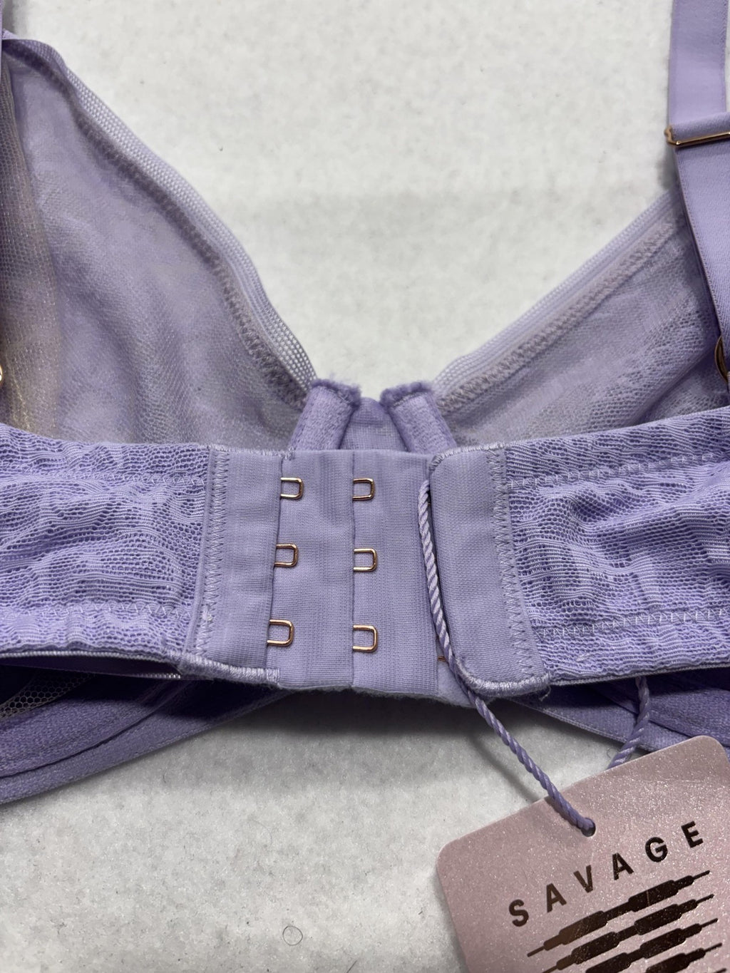 Savage X Fenty Signature Script Bra Womens 38D Purple Lace Balconette Underwire