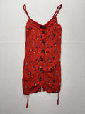 VICI Romper Womens Small Red Floral V Neck Button Front Adjustable Waist