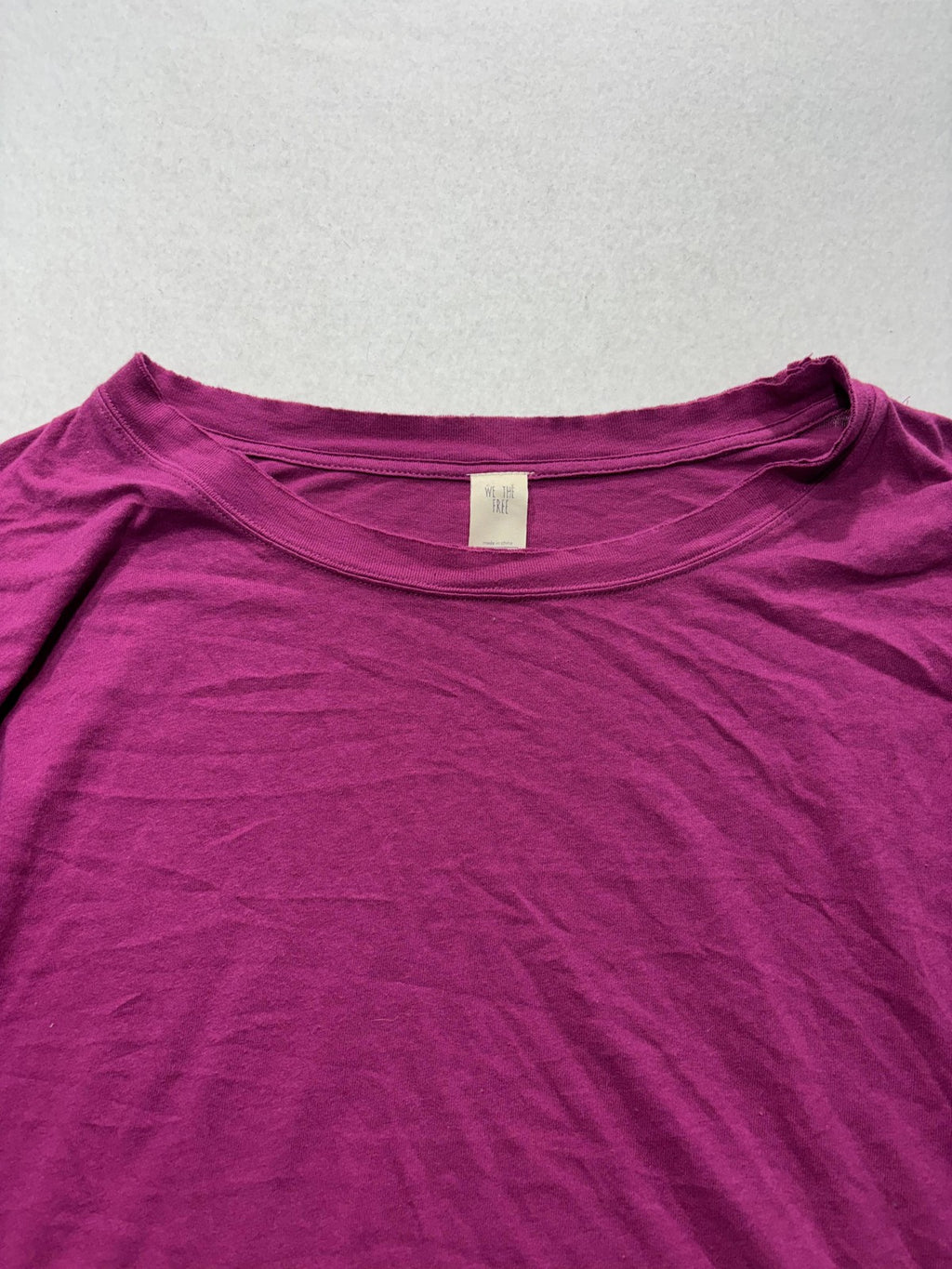 We The Free Shirt Womens Medium Purple Scoop Neck Long Balloon Sleeve Cropped