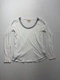 MICHAEL Michael Kors Top Womens Small White Scoop Neck Beaded Long Sleeve Jersey