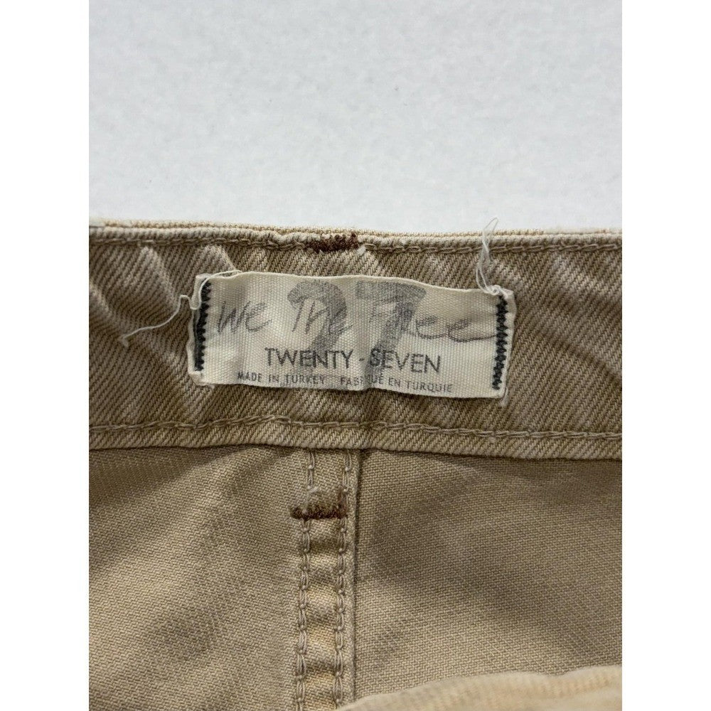 We The Free Jeans Womens 27 Beige High Rise Straight Distressed Raw Hem 27x28