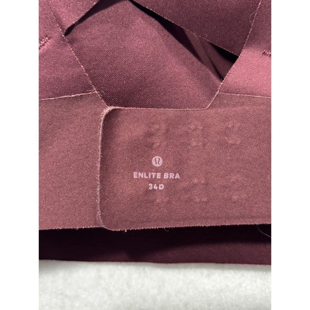 Lululemon Enlite Sports Bra Womens 34D Red High Support Crossback Zip Running