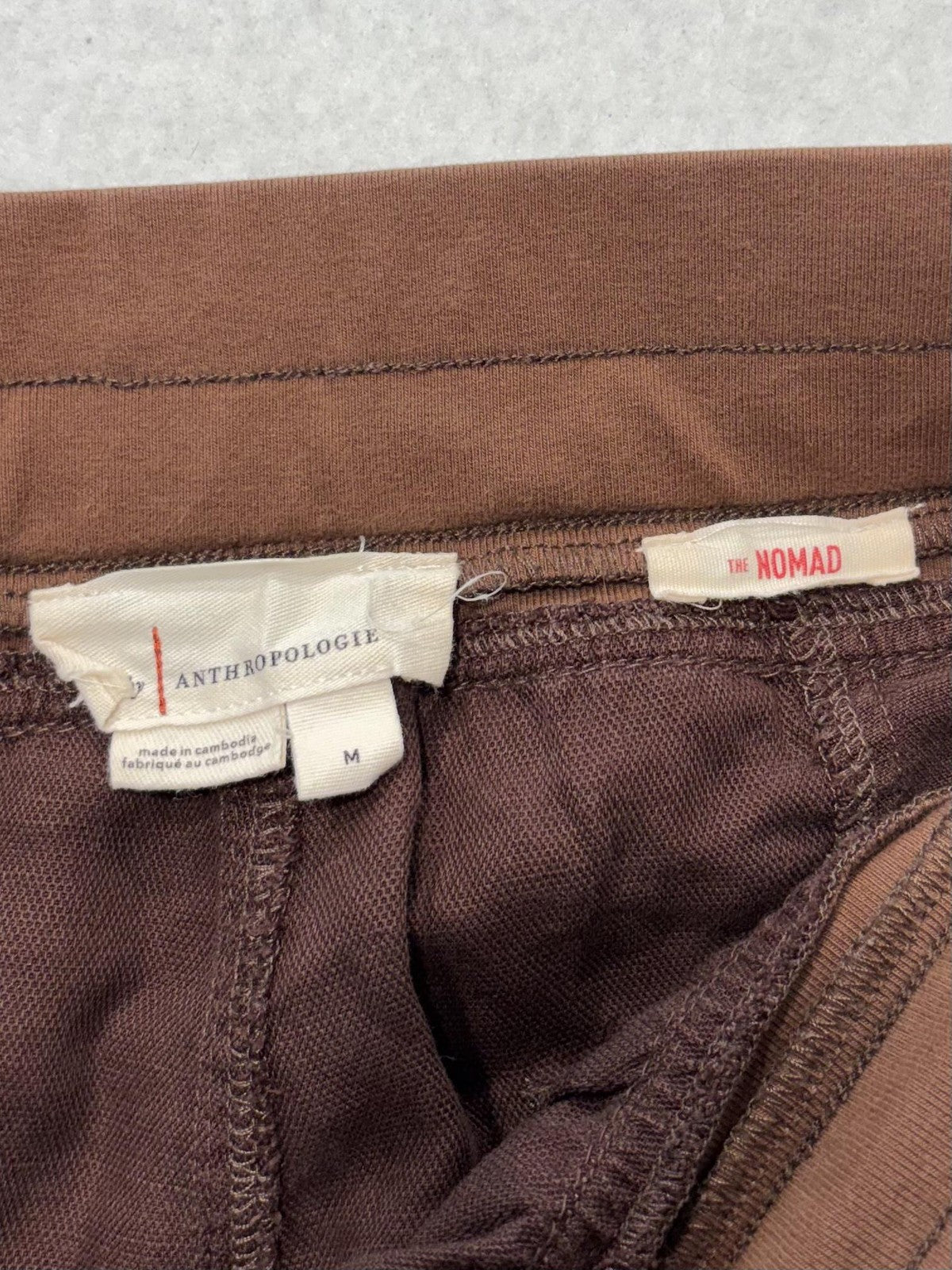Anthropologie Jogger Pants Womens Medium Brown Nomad Cargo Twill Elastic Waist