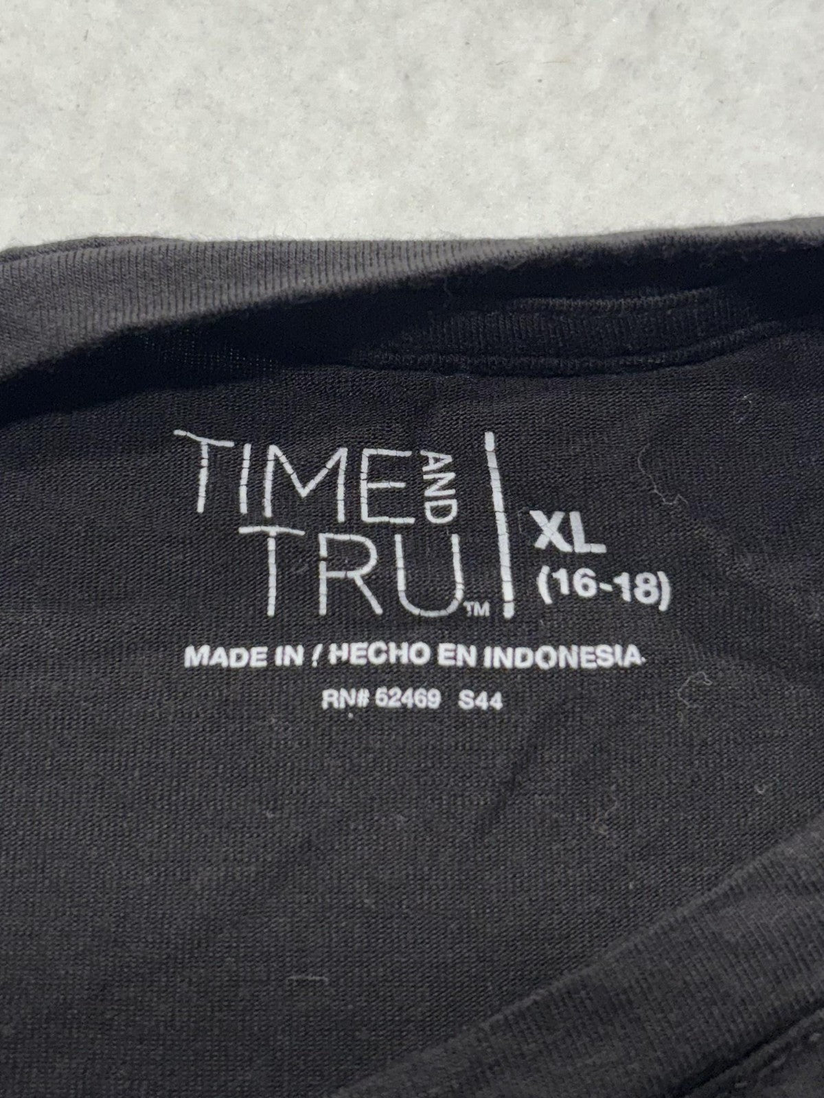 Time And Tru Shirt Womens XL Black Scoop Neck Short Sleeve Tunic Tee Casual