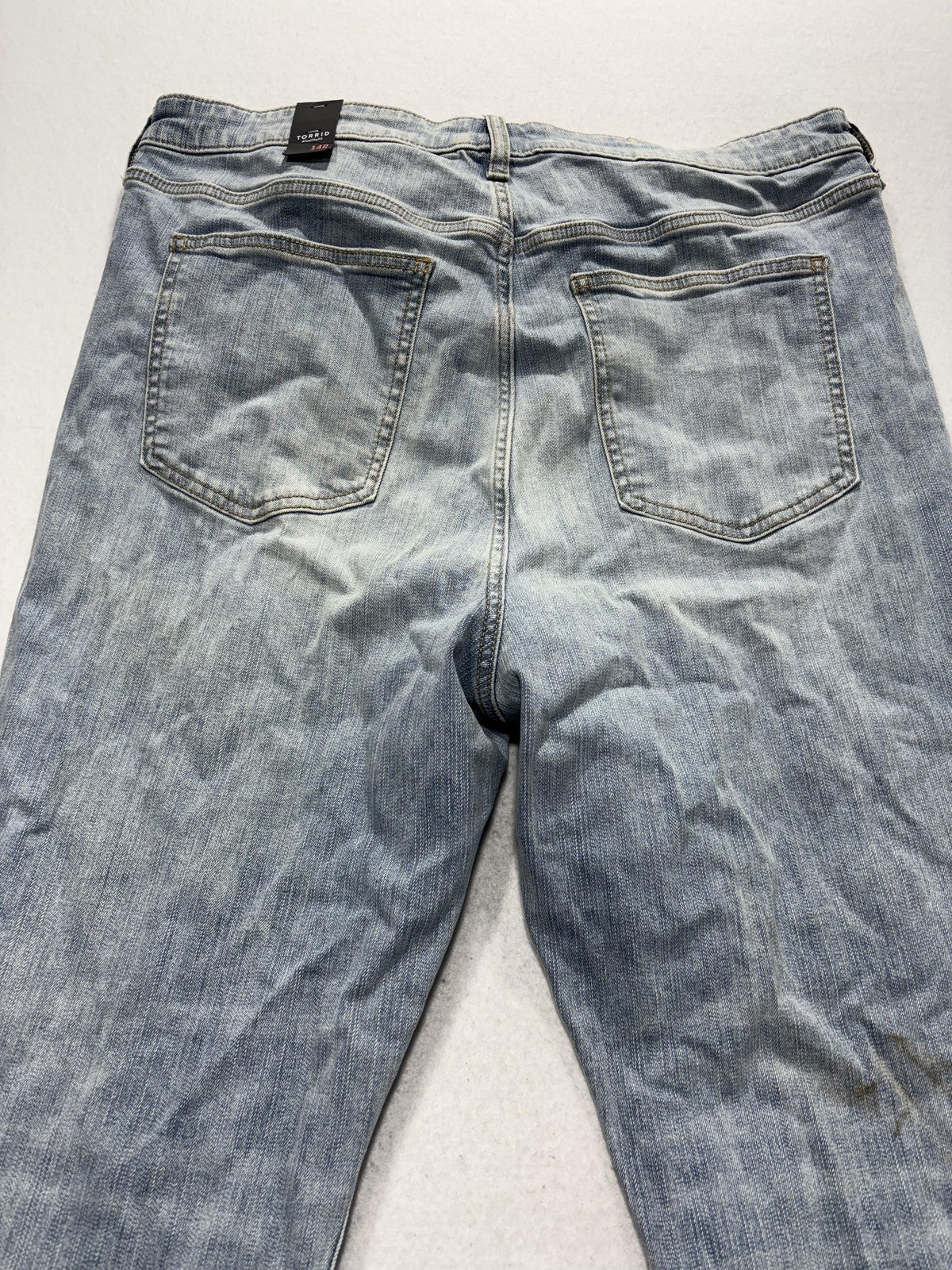 Torrid Jeans Womens 14 Plus Blue Light Wash High Rise Straight Distressed 36x30