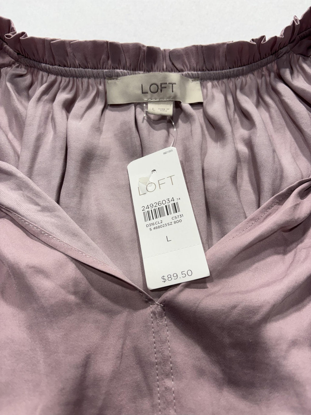 LOFT Dress Womens Large Pink V Neck Ruffle Sleeveless Shift Knee Length