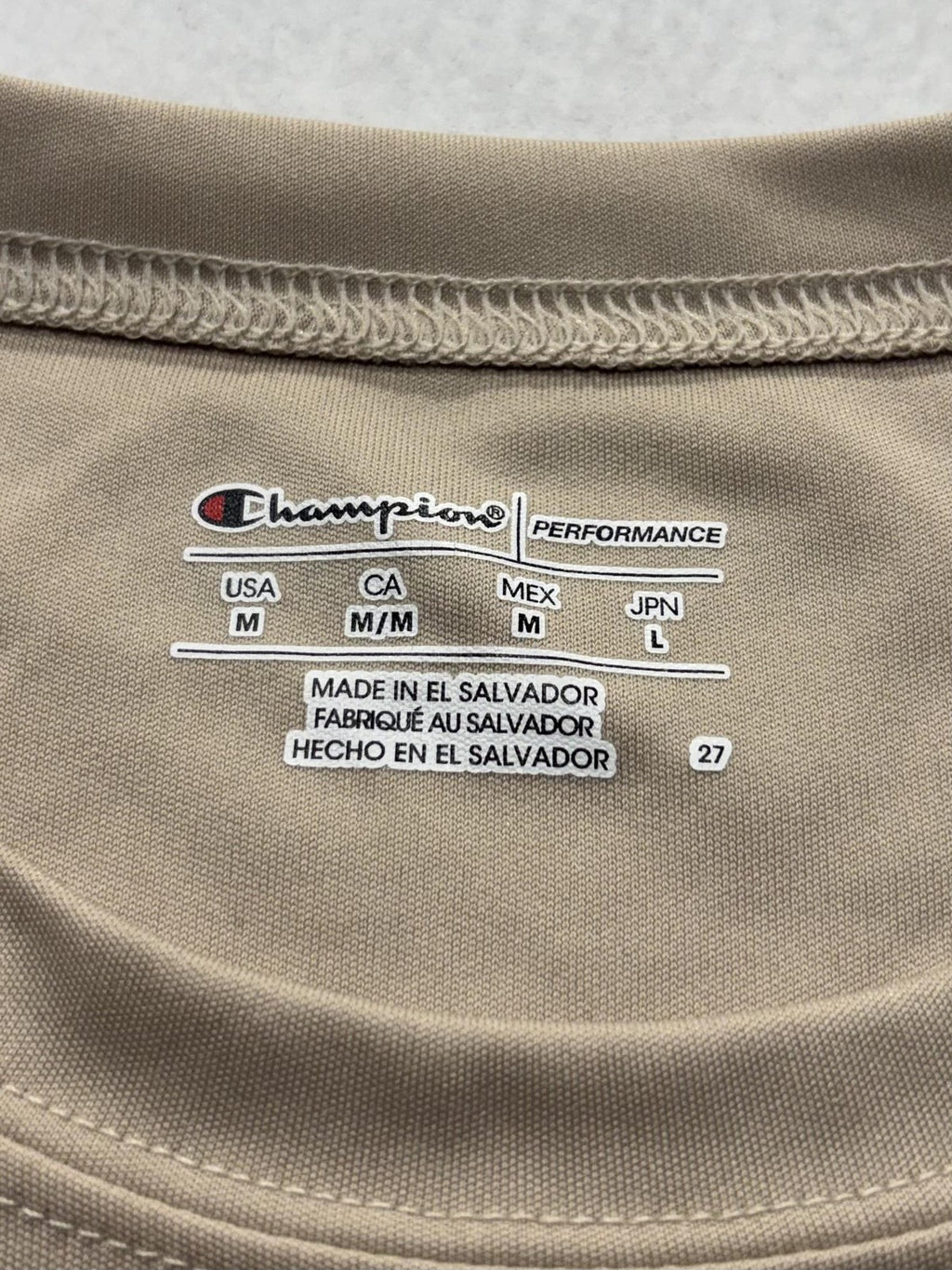 Champion Performance Shirt Mens Medium Beige Short Sleeve Athletic CW22 T-Shirt