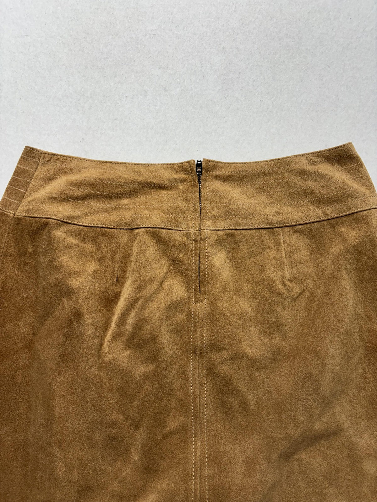 Free People Skirt Womens 10 Brown Suede Patch Pocket Mini Zip Back Fall Casual