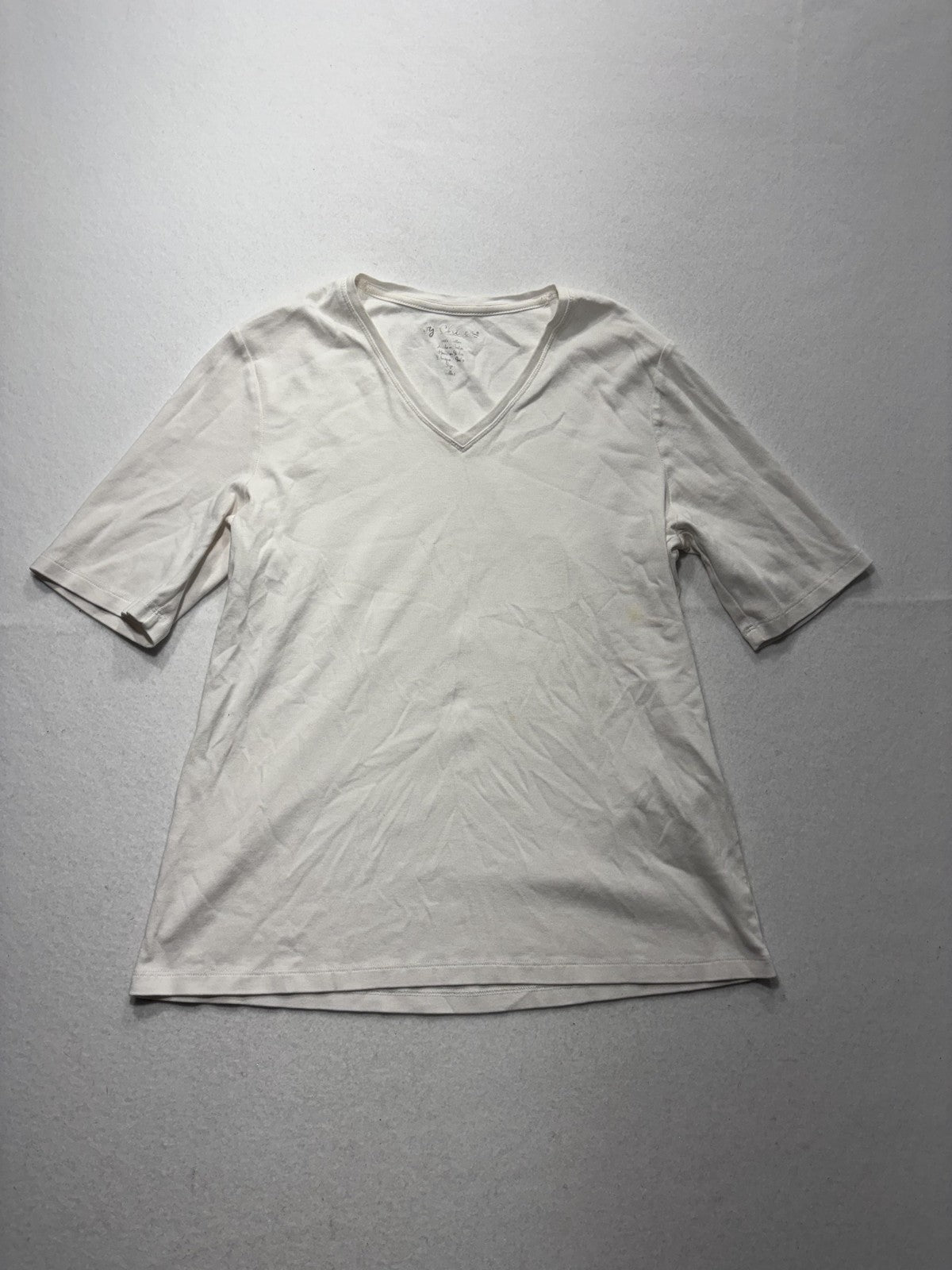 By Chico's Shirt Womens 1 White V Neck Short Sleeve Cotton Tee Basic Casual
