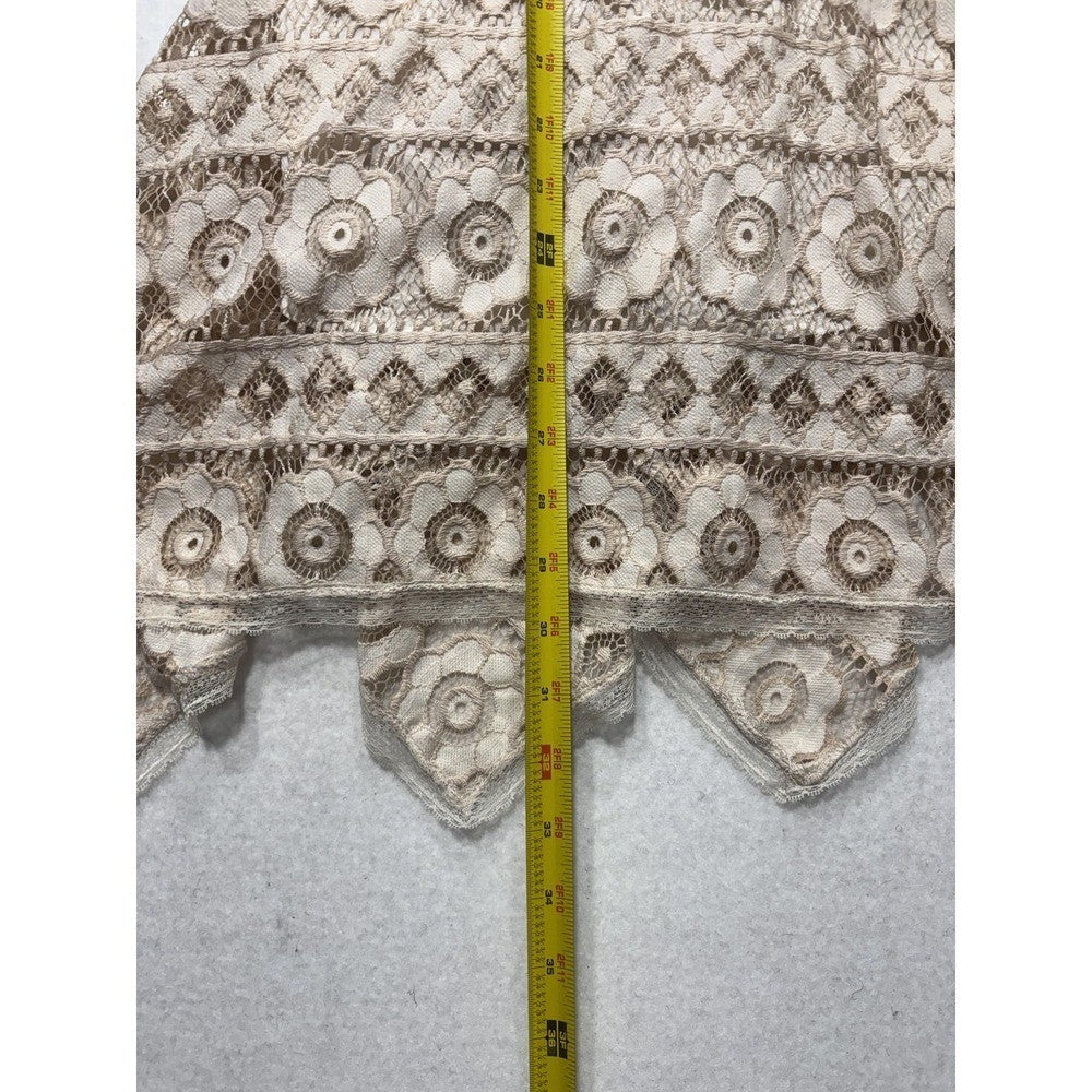 Free People Dress Womens 0 Beige Floral Lace Square Neck Asym Hem Sundress Boho