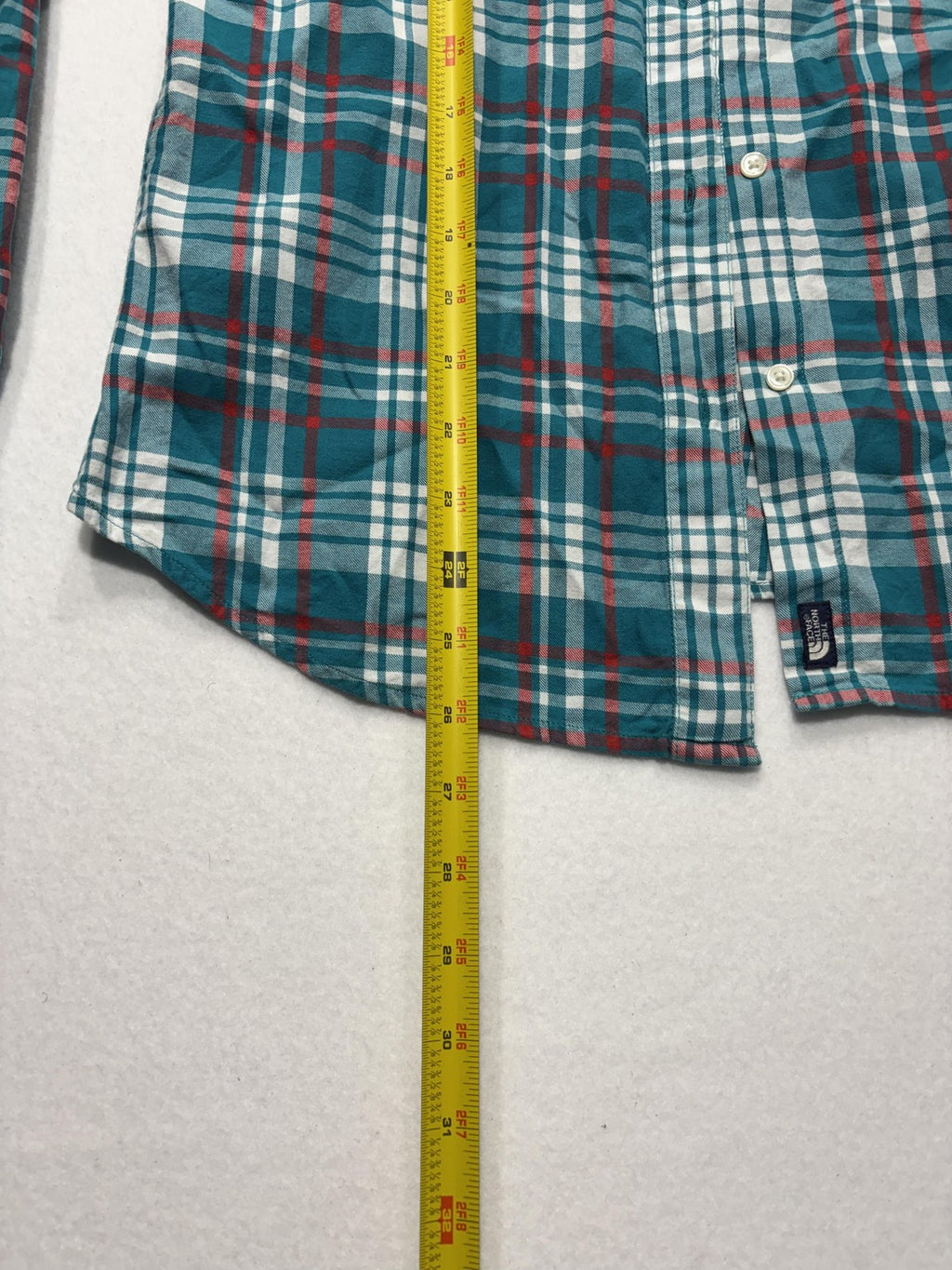 The North Face Shirt Mens Medium Green Plaid Long Sleeve Button Up Cotton Casual