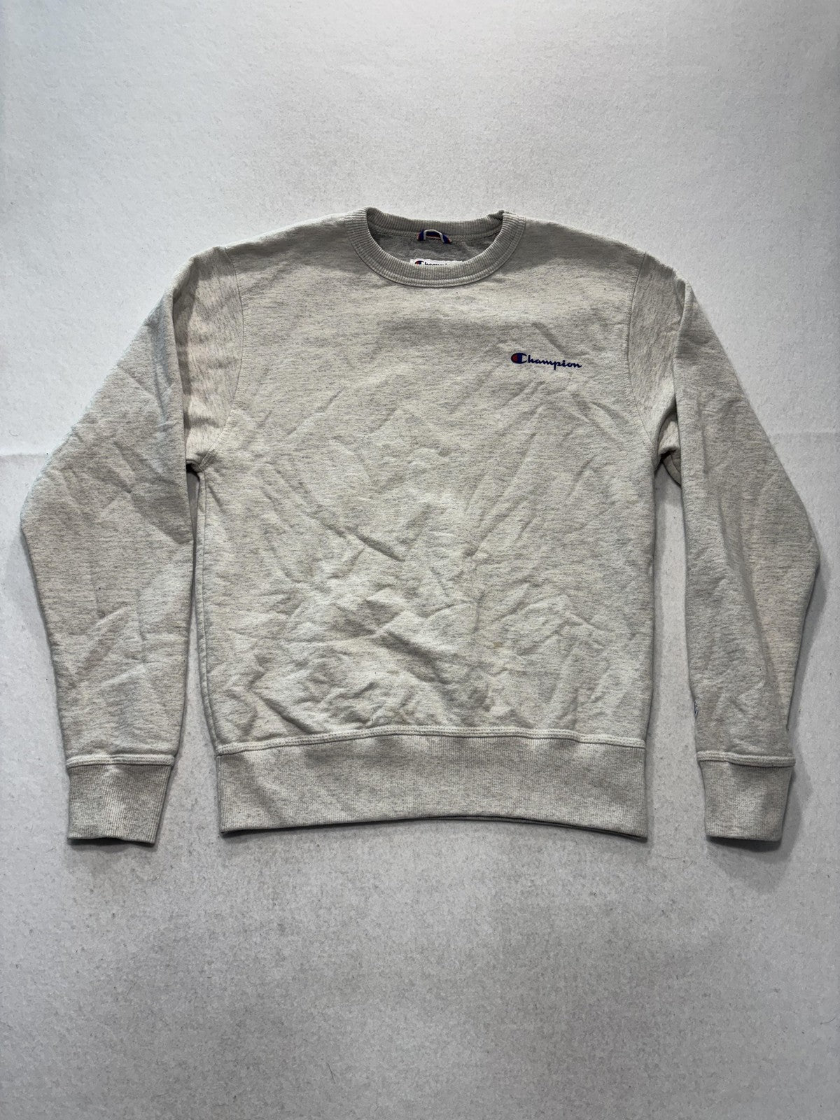 Champion Sweatshirt Mens Small Gray Fleece Crew Neck Logo Pullover GF88H K74