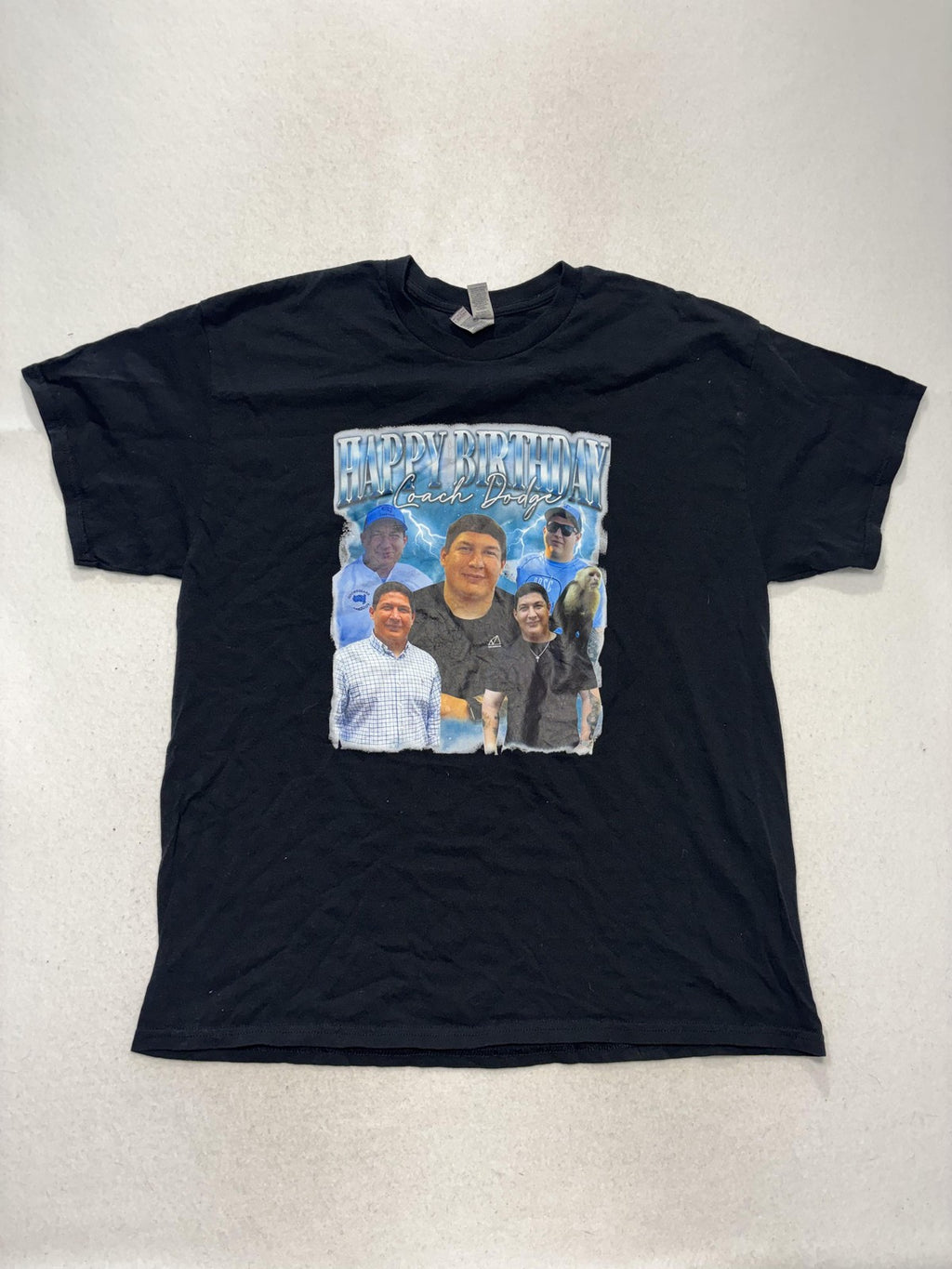 Gildan Shirt Mens XL Black Happy Birthday Coach Photo Collage Graphic Tee