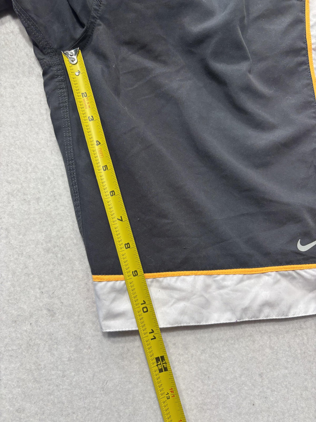 Nike Swim Shorts Mens Large Gray Orange Colorblock Lined Elastic Waist Tie