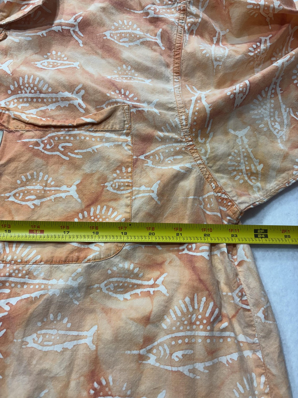 Columbia Shirt Mens Large Orange Fish Print Short Sleeve Button Up Hawaiian
