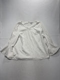 Halston Blouse Womens XL White Scoop Neck 3/4 Ruffle Bell Sleeve Zip Back Top