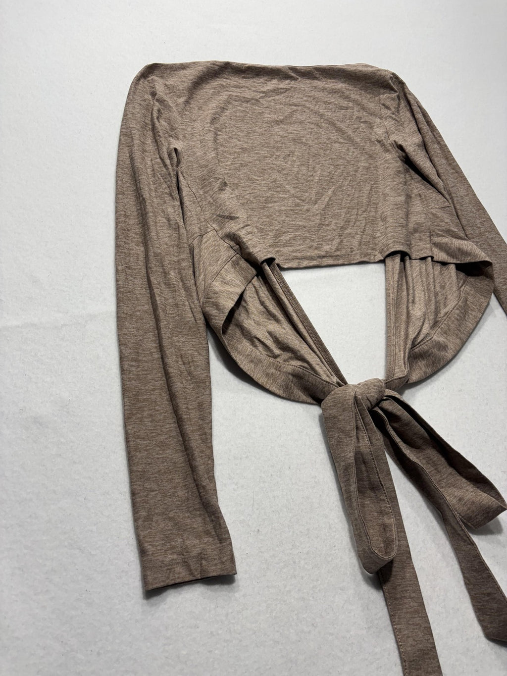 Outdoor Voices Top Womens Small Brown Tie Front Long Sleeve Cropped Wrap Yoga