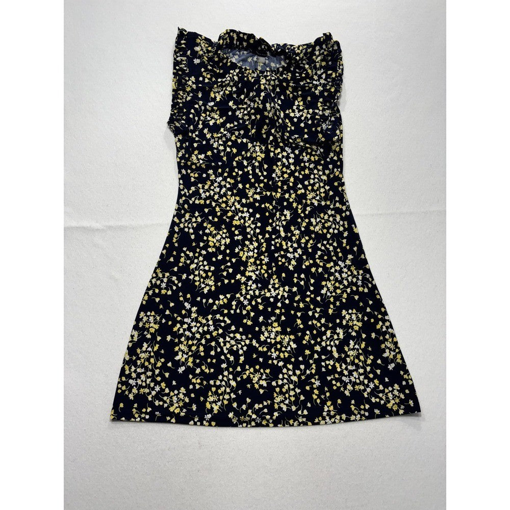 Tommy Hilfiger Womens 6 Blue Floral Ruffle Scoop Neck A-Line Dress A22J1LVY