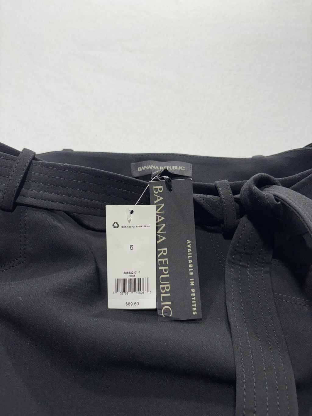 Banana Republic Skirt Womens 6 Black Belted Stretch Knee Length Pencil Work
