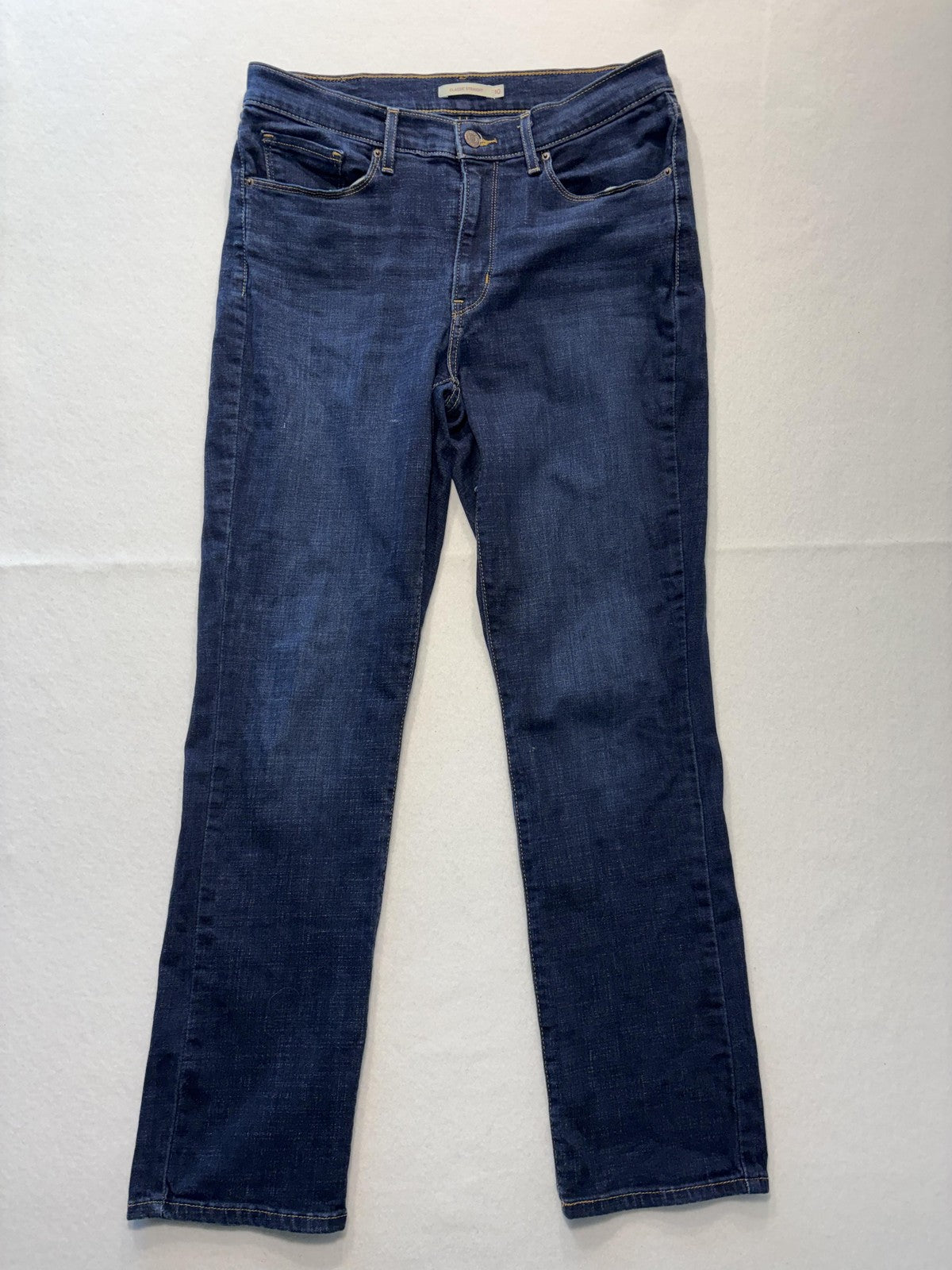 Levi's Classic Straight Jeans Womens 10 Blue Dark Wash Mid Rise Stretch 32x30