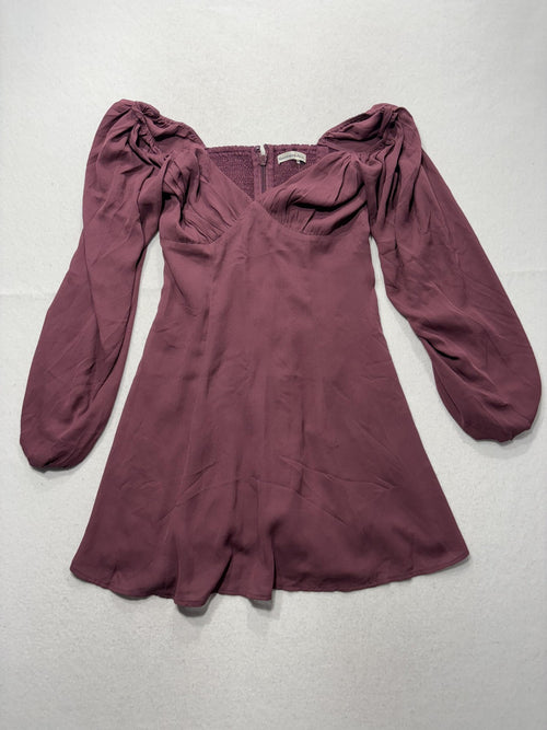 Abercrombie & Fitch Dress Womens Small Purple Sweetheart Puff Sleeve Flare Mini