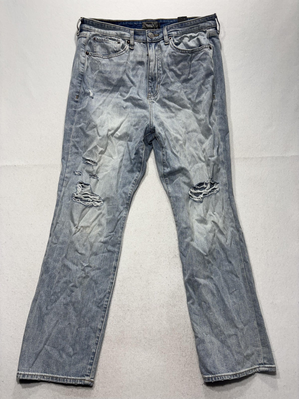 Torrid Jeans Womens 14 Plus Blue Light Wash High Rise Straight Distressed 36x30
