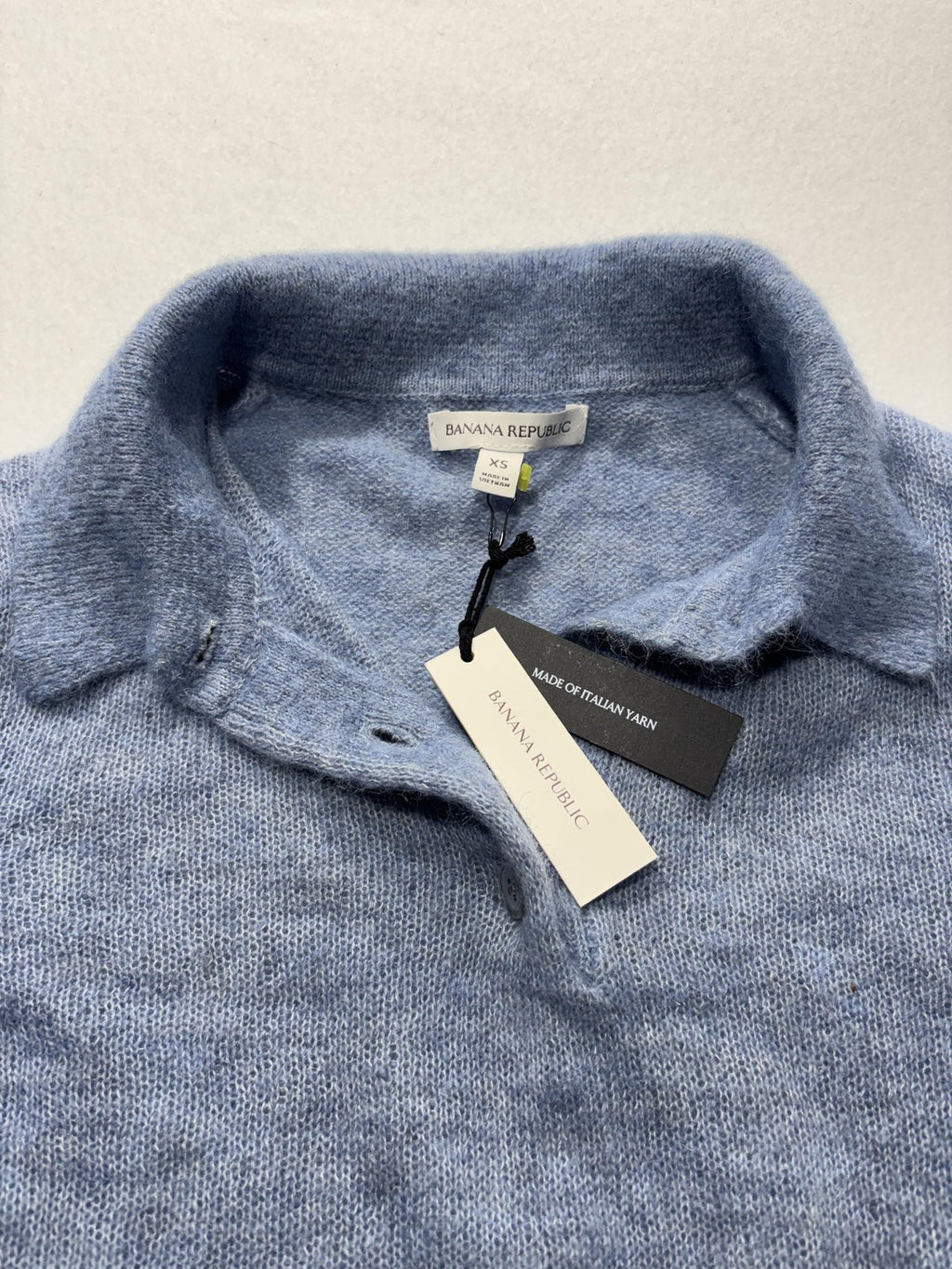 Banana Republic Sweater Womens XS Blue Collared Alpaca Knit Long Sleeve Pullover