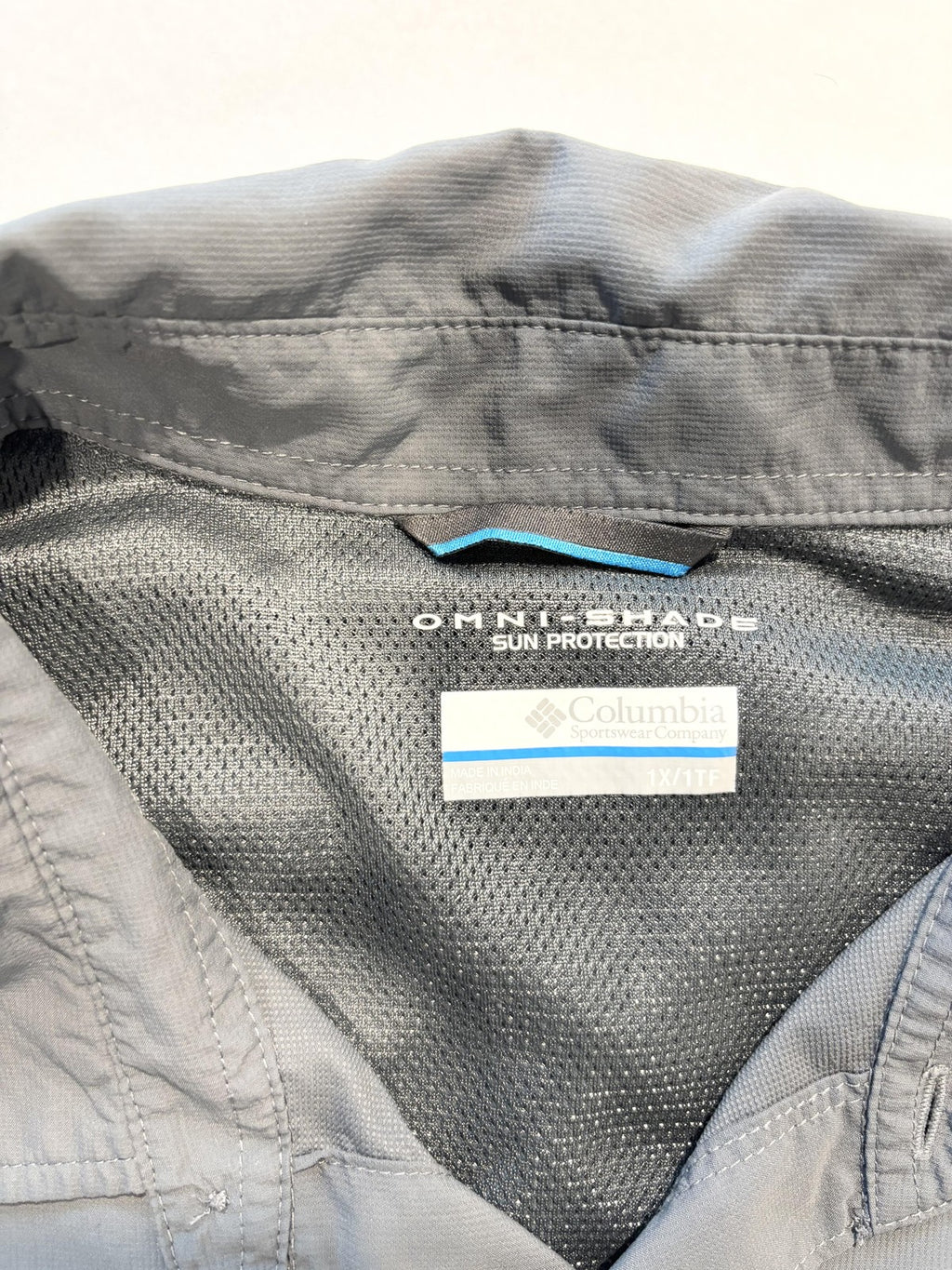 Columbia Shirt Mens Big 1X Gray Omni-Shade Sun Protection Fishing Lightweight