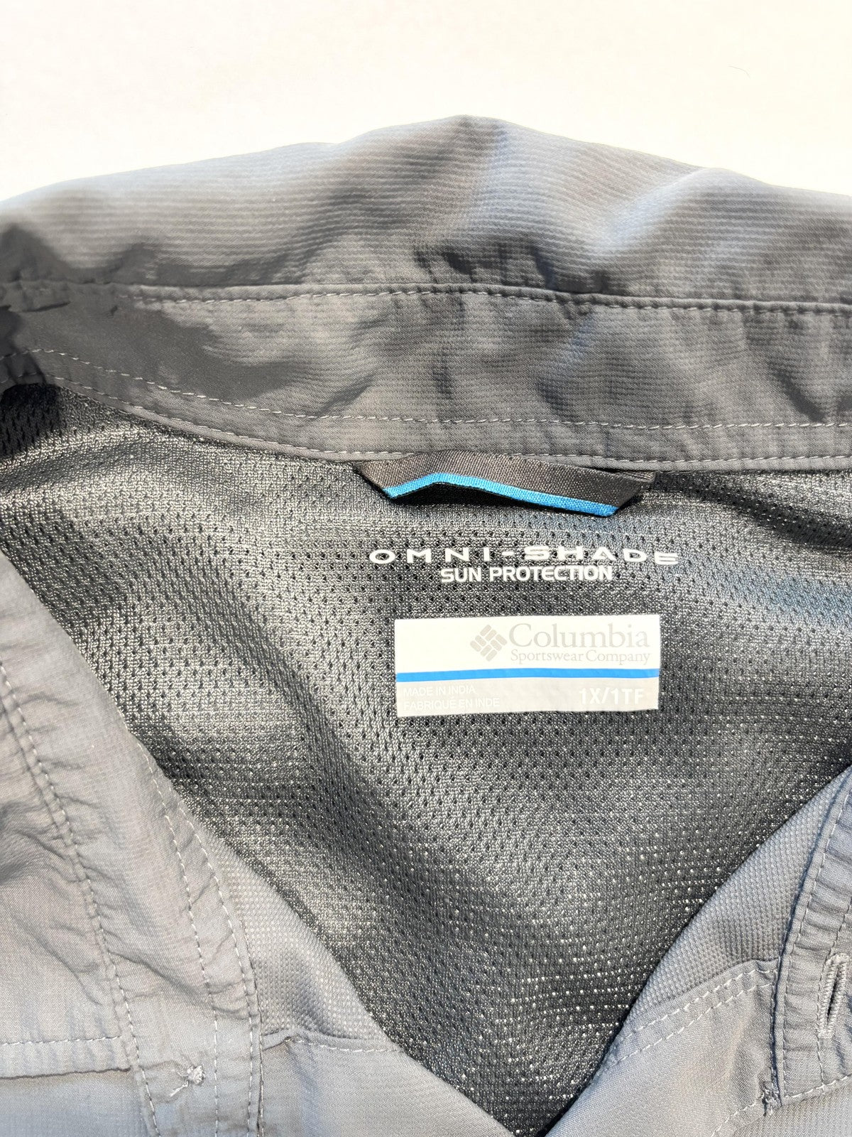 Columbia Shirt Mens Big 1X Gray Omni-Shade Sun Protection Fishing Lightweight