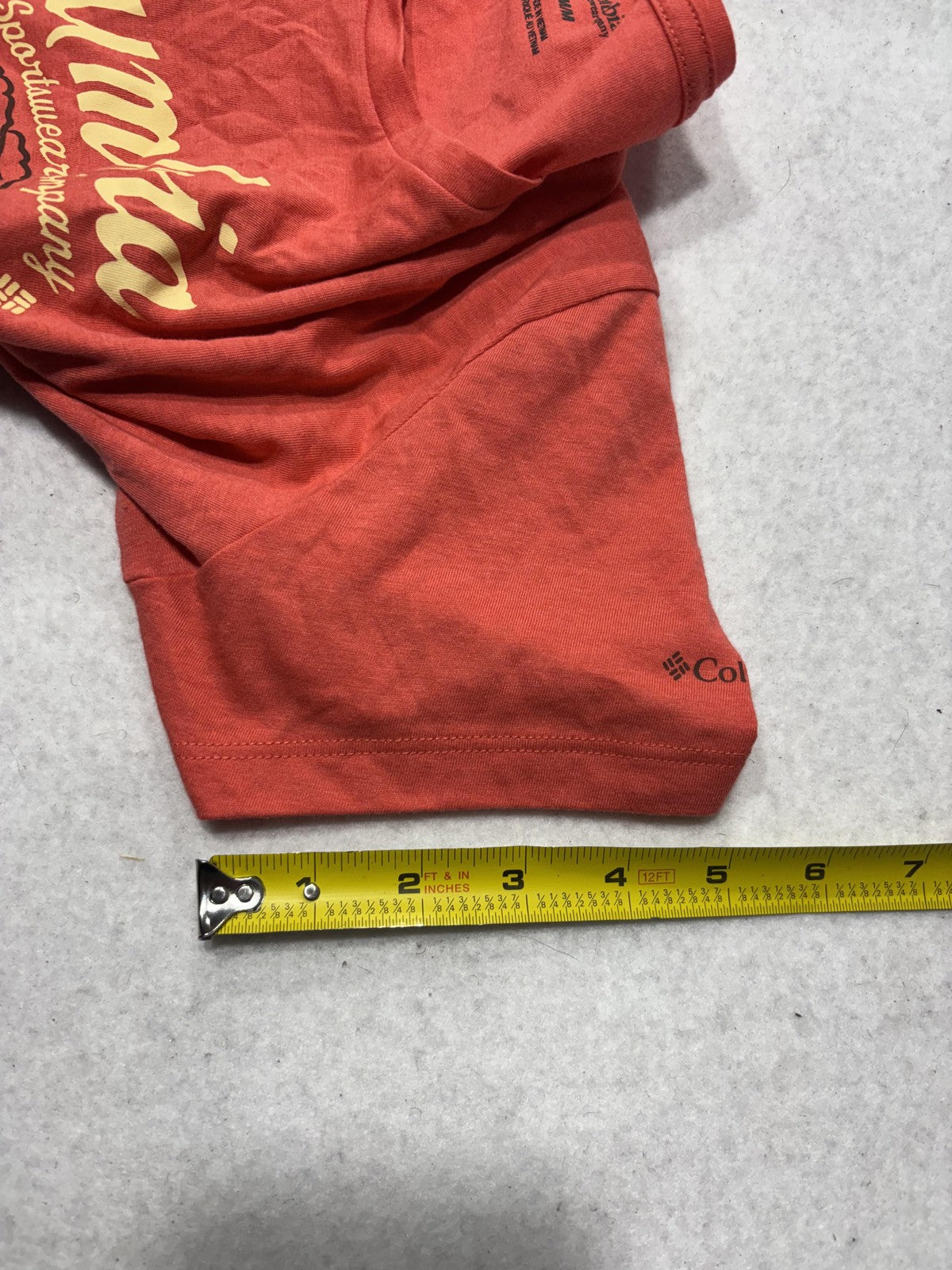 Columbia Shirt Womens Medium Orange Scoop Neck Short Sleeve Graphic Logo Tee