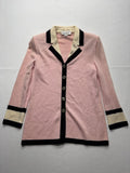 St. John Sweater Womens 6 Pink Collared Button Front Long Knit Cardigan