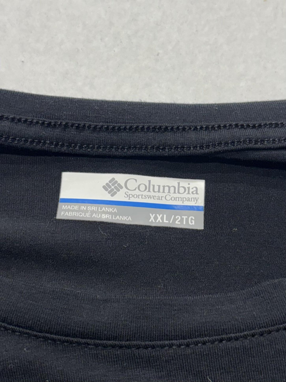 Columbia Shirt Mens 2XL Black Long Sleeve Raglan Stretch Jersey Tee Lightweight