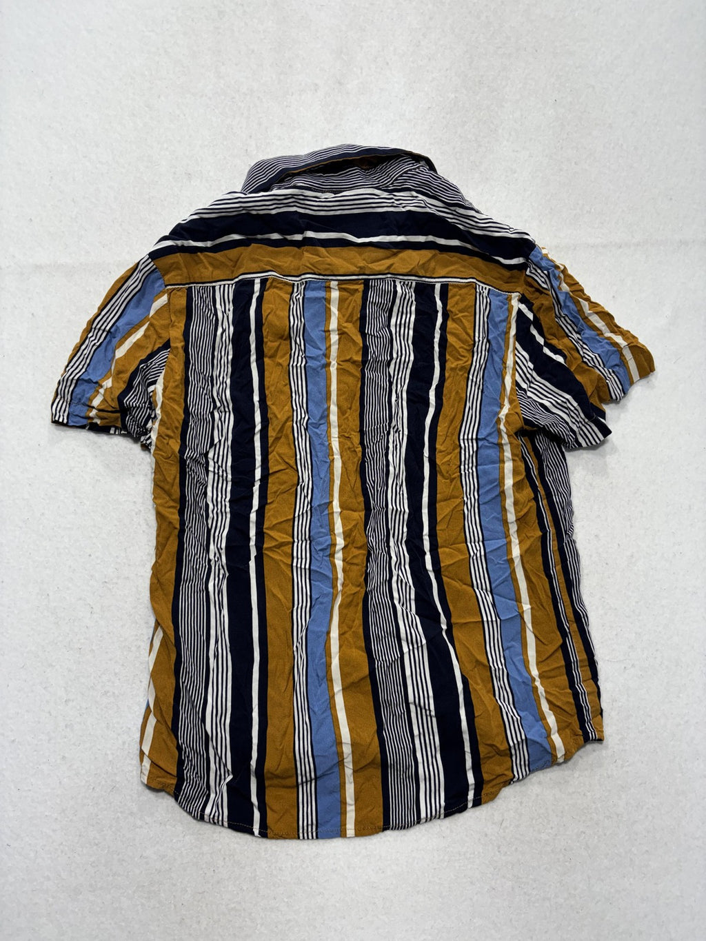 Denim & Flower Mens Small Multicolor Striped Short Sleeve Viscose Button Up