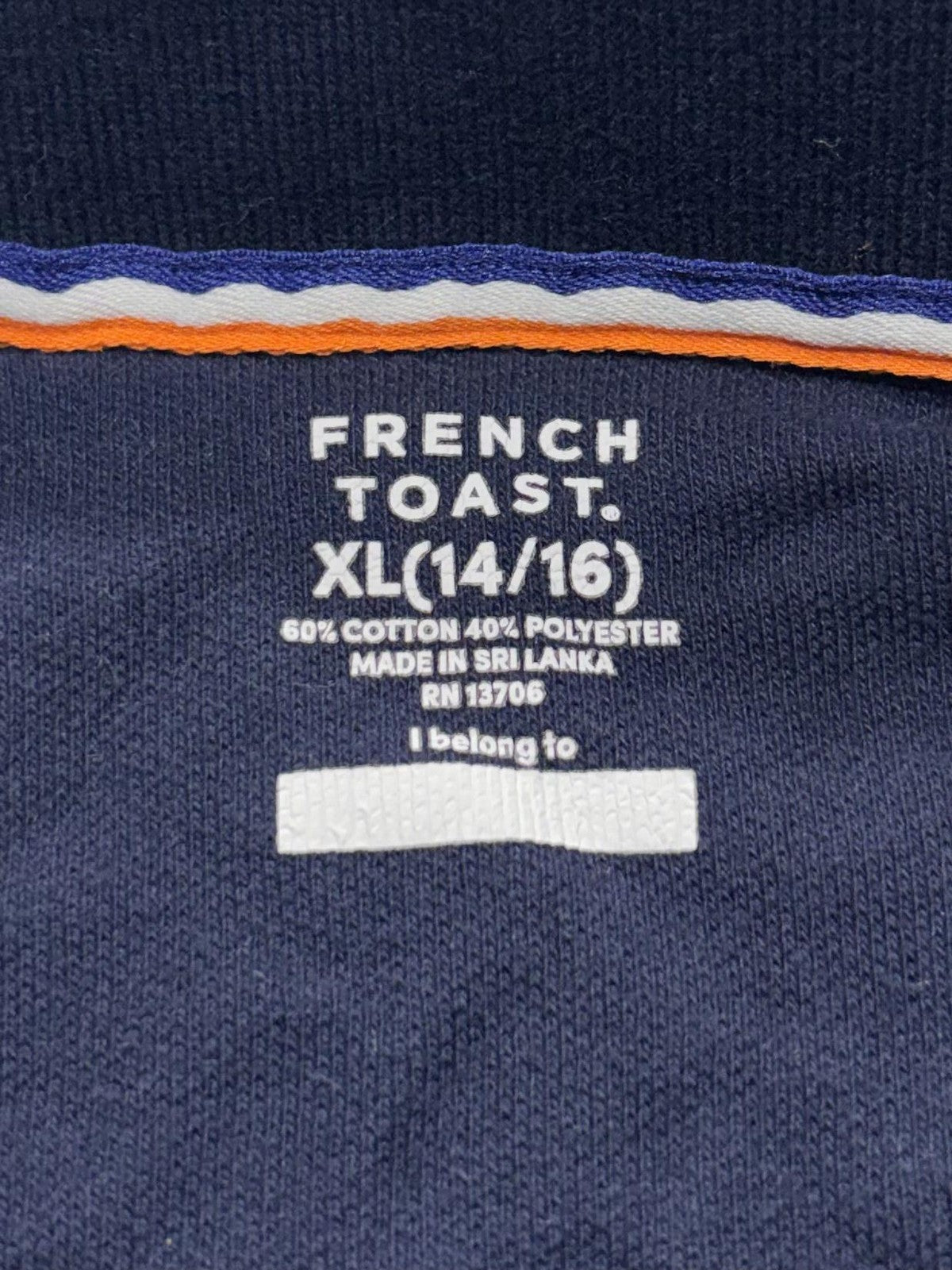 French Toast Polo Shirt Unisex Kids XL 14/16 Blue Short Sleeve School Uniform
