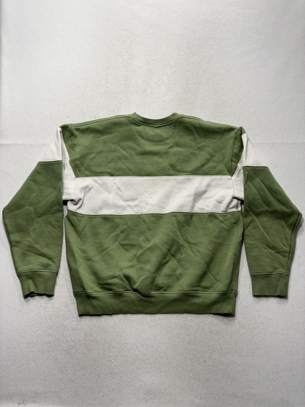 PINK Victoria's Secret Sweatshirt Womens M Green Colorblock Logo Crew Pullover