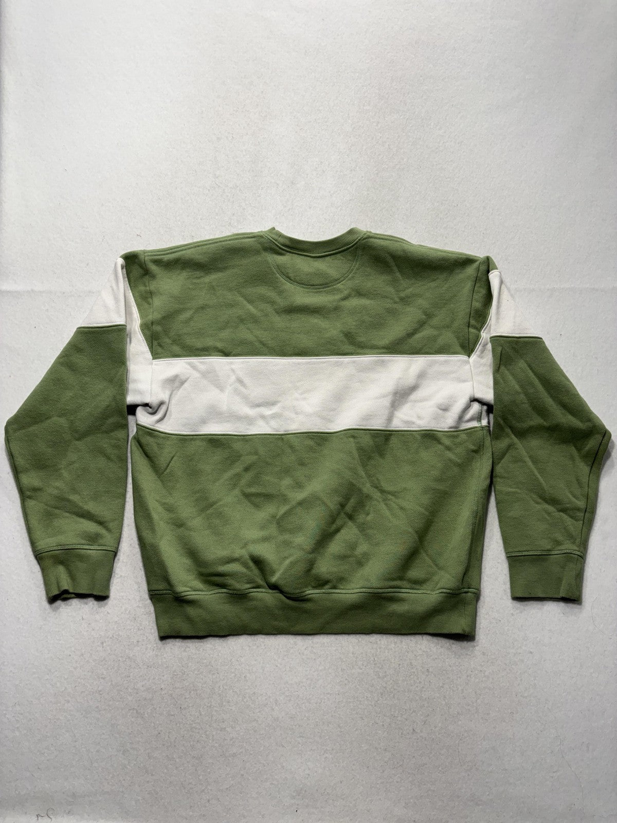 PINK Victoria's Secret Sweatshirt Womens M Green Colorblock Logo Crew Pullover