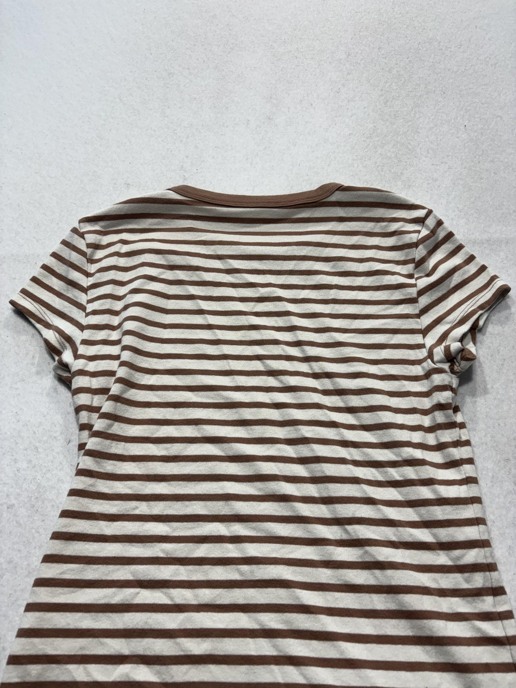 American Eagle Outfitters Shirt Womens Medium Brown Stripe Ringer Tee Stretch