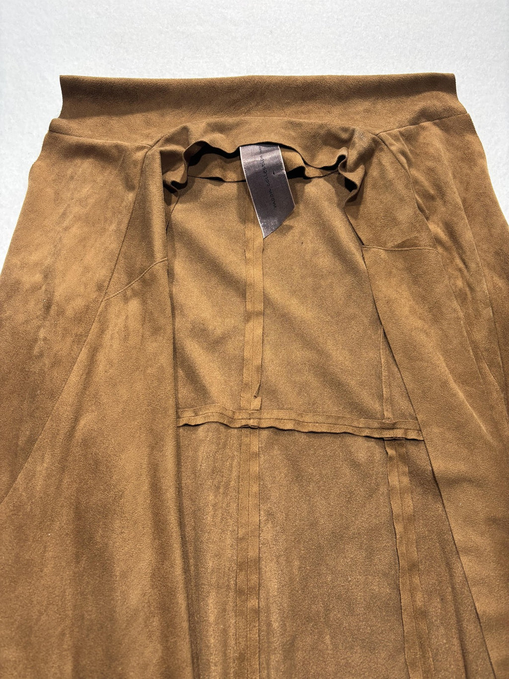 Moon Collection Vest Womens XL Brown Faux Suede Waterfall Draped Hem JE70571