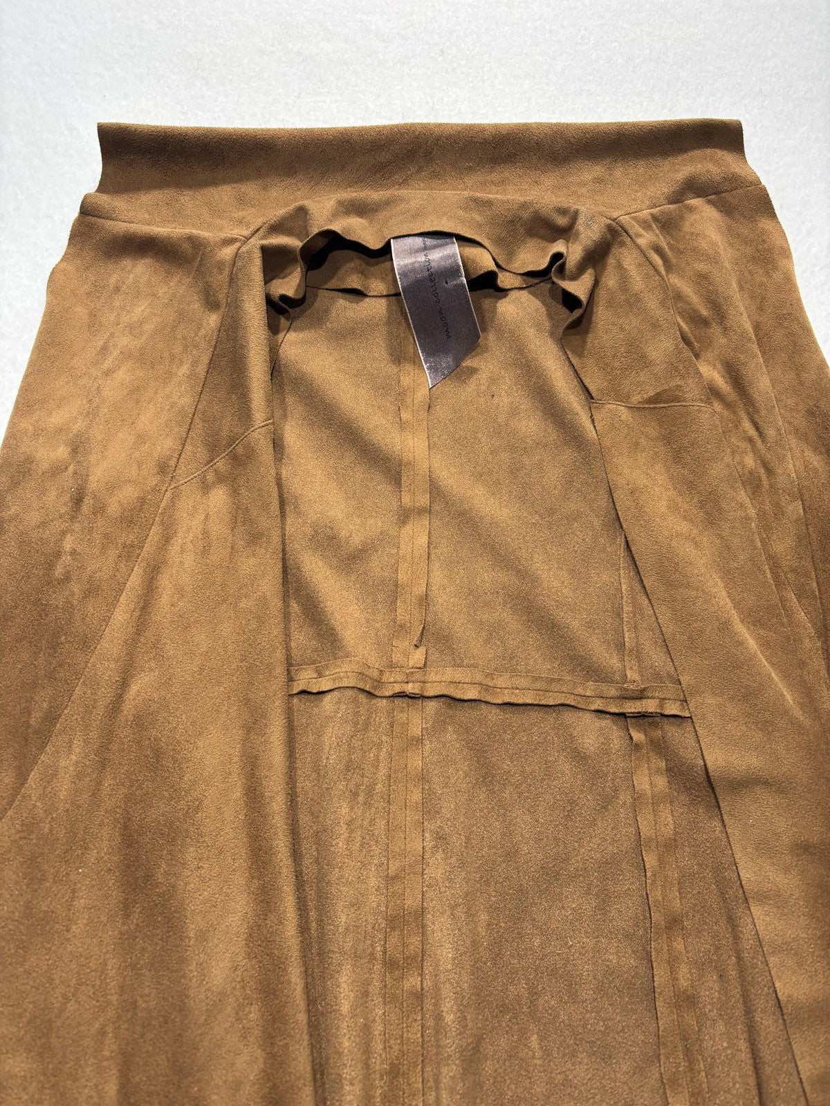 Moon Collection Vest Womens XL Brown Faux Suede Waterfall Draped Hem JE70571