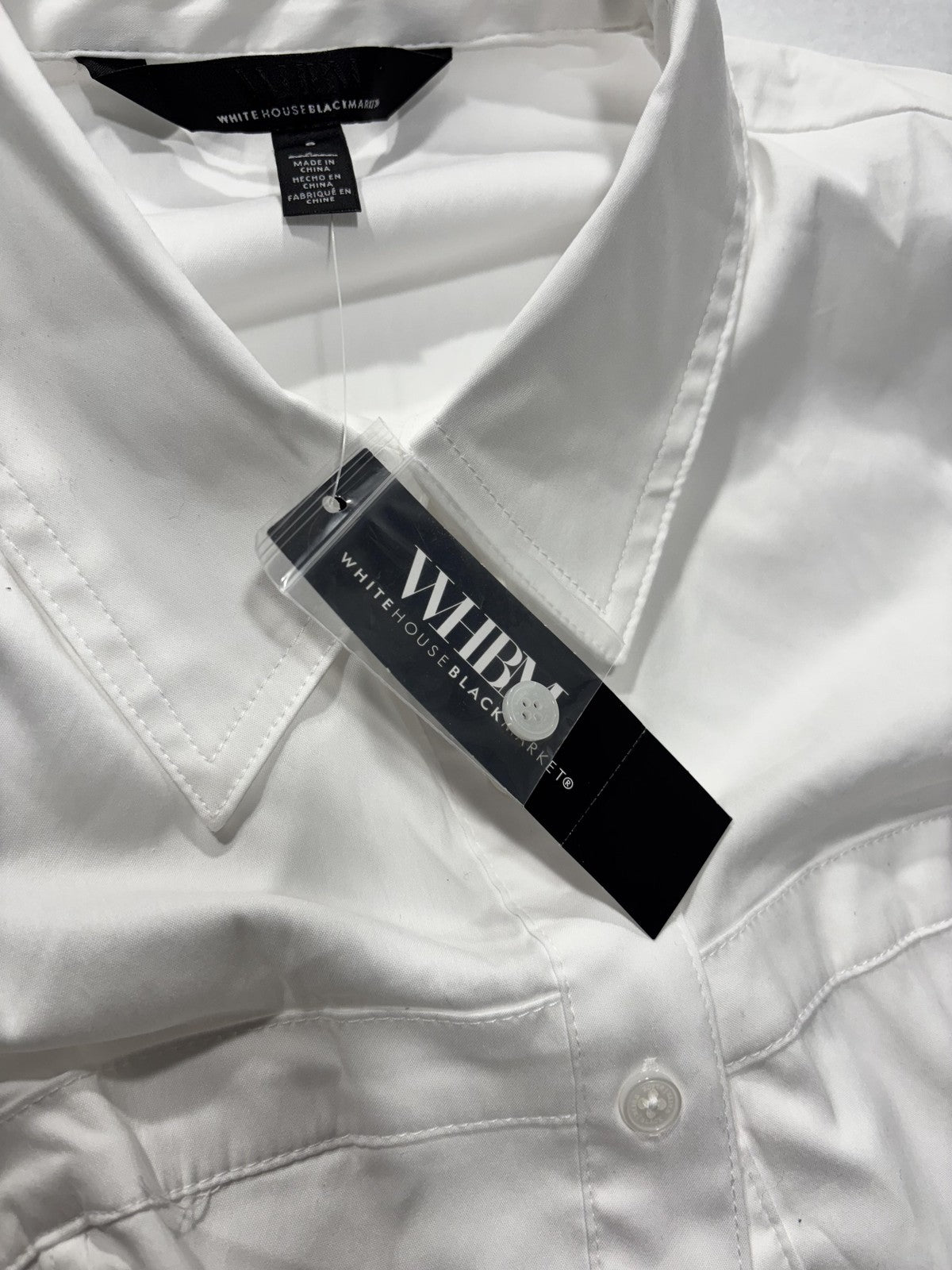 White House Black Market Button Up Shirt Womens 8 White Corset Poplin Top