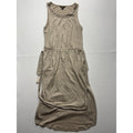 Tommy Bahama Dress Womens Medium Beige Beaded Scoop Neck Belted Hi Low Sundress