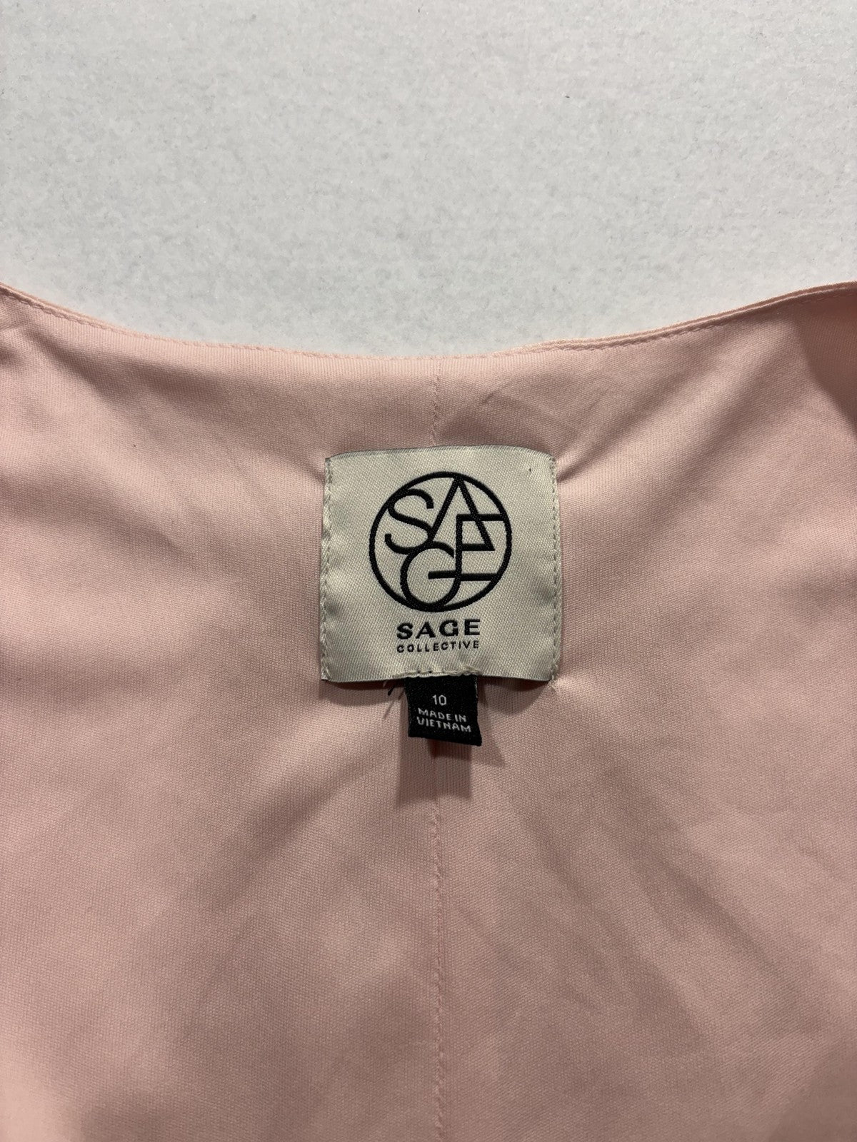 Sage Collective Dress Womens 10 Pink V Neck Flutter Sleeve Satin A Line Midi
