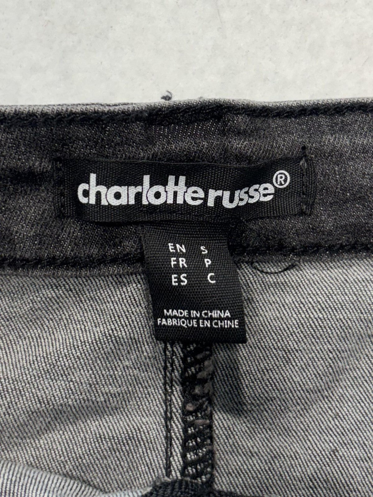 Charlotte Russe Gray Denim Cargo Utility Mini Skirt Juniors S Asymmetrical Zip