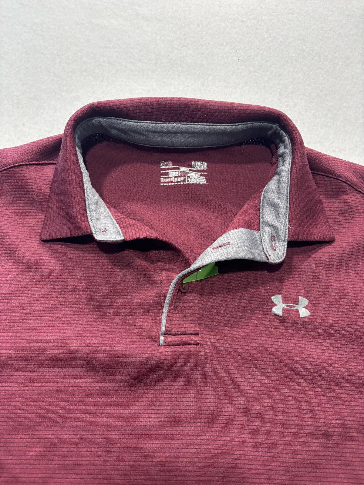 Under Armour HeatGear Polo Shirt Mens Large Red Loose Golf Short Sleeve