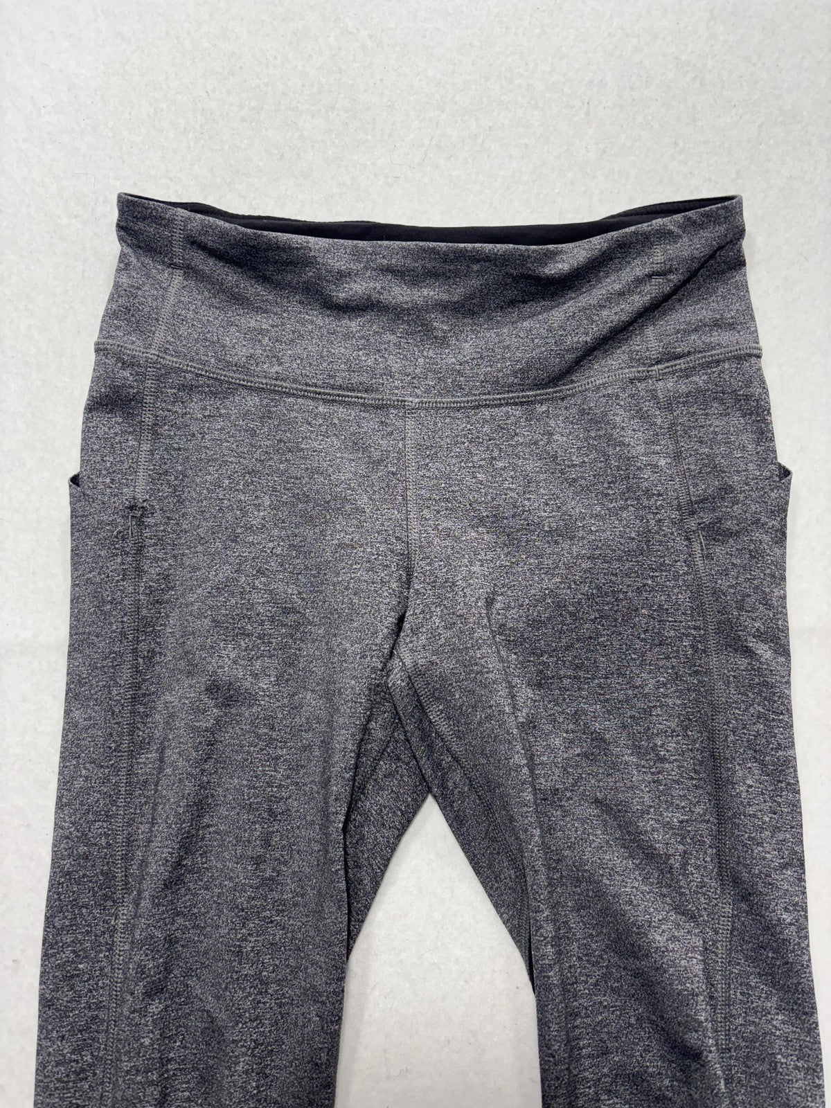 Lululemon Leggings Womens 4 Gray Colorblock Cropped Zip Pocket Running Athletic