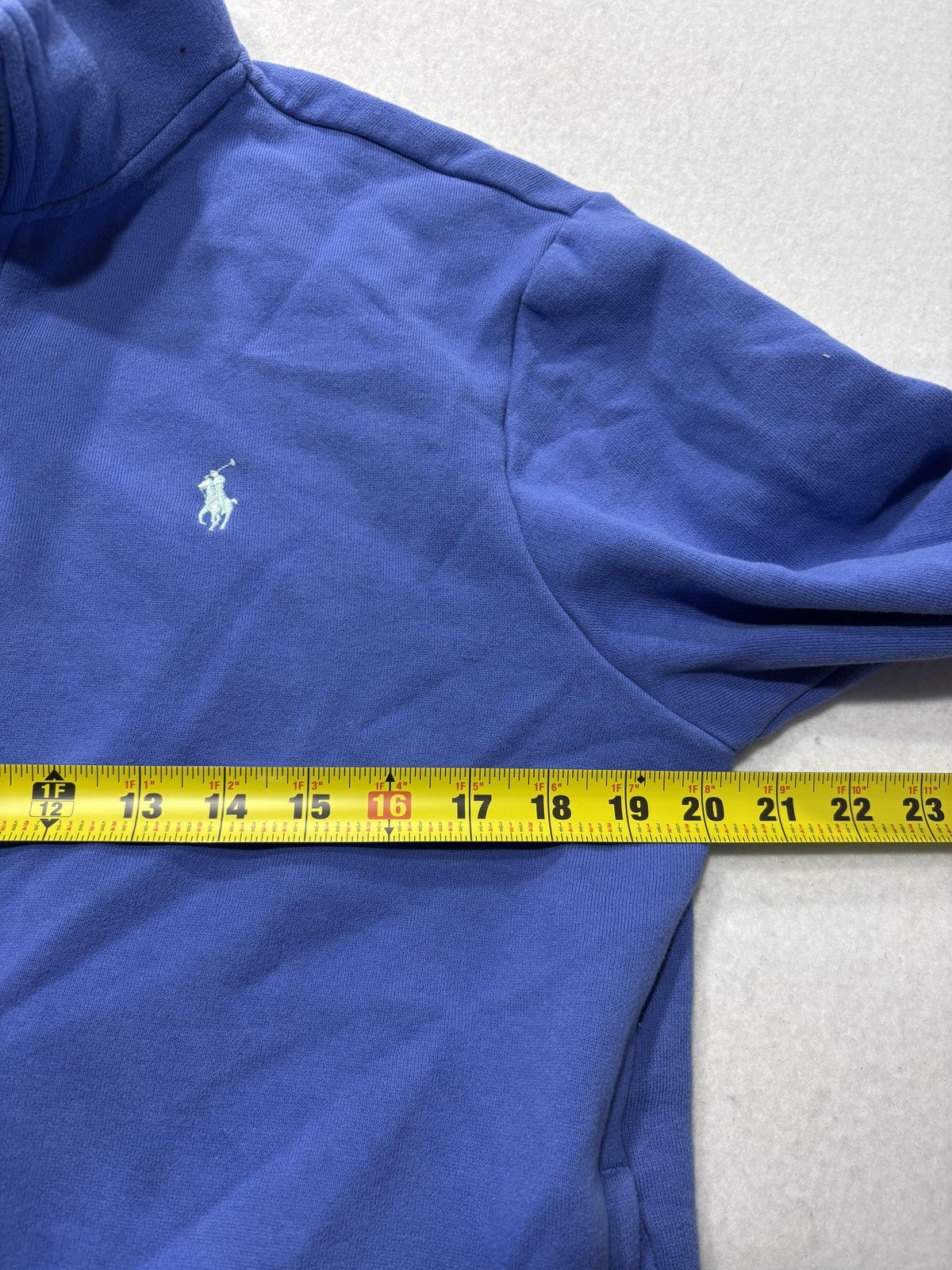 Polo Ralph Lauren Sweatshirt Mens Medium Blue 1/4 Zip Mock Neck Fleece Logo