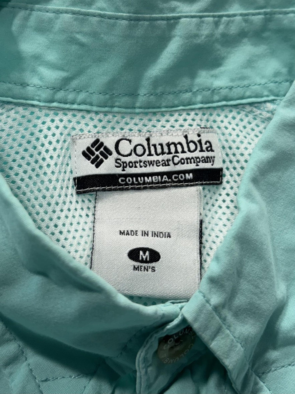 Columbia PFG Shirt Mens Medium Green Short Sleeve Fishing Button Up Vented